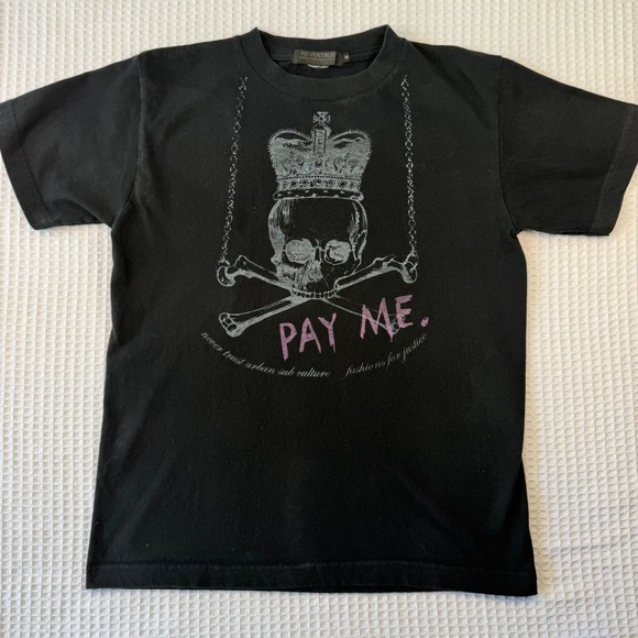 Nevertrust Other - Nevertrust Urban Subculture Skull Crown Pay Me Graphic T-Shirt Black Small